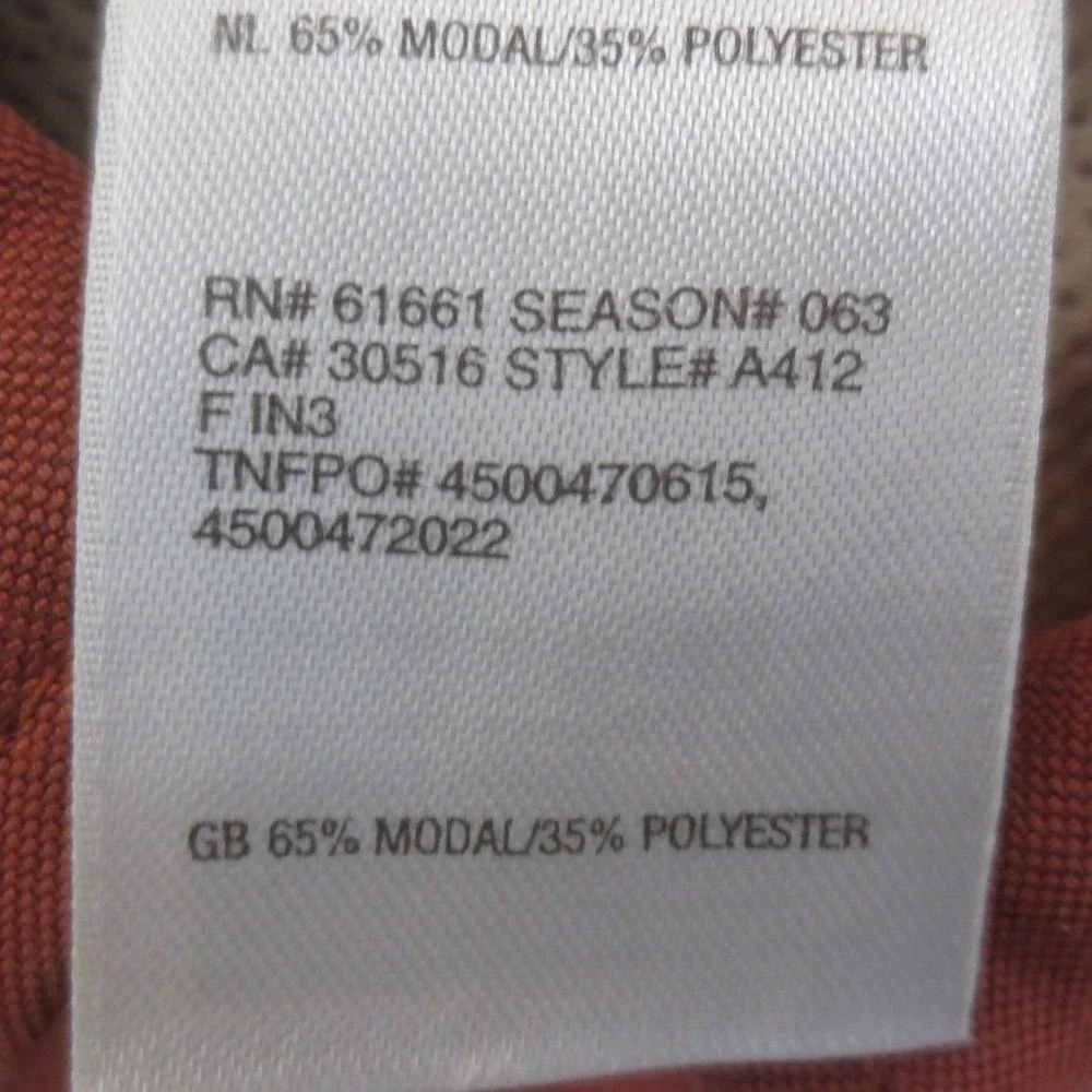 The North Face Shirt Mens L Orange A412 Long Sleeve Roll Tab‎ Outdoor Hike Fish